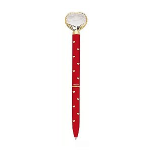 Caneta Esferográfica Coração Diamante Retrátil Vermelho Molin