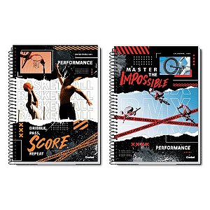 Caderno Espiral Capa Dura 10 Matérias Performance Esporte Masculino 160 fls Credeal