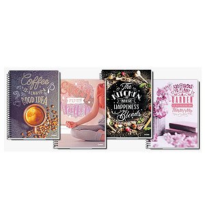 Caderno Espiral Capa Dura 10 Matérias Comfy Feminino 160 fls Credeal