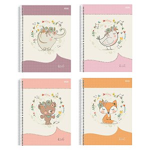Kit 4 Cadernos So Cute Adesivo Femimino São Domingos 80 Fls Espiral