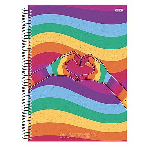 Caderno LoveWins Adesivo São Domingos 10 Materias 160 Fls Espiral