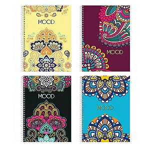 Caderno Mood Adesivo Foroni 10 Materias 160 Fls Espiral