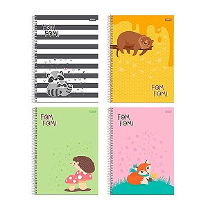 Caderno FomFom Adesivo Foroni 10 Materias 160 Fls Espiral