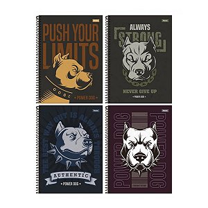 Caderno Power Dog Adesivo Foroni 10 Materias 160 Fls Espiral