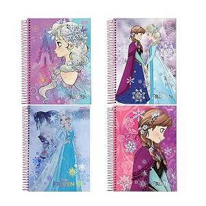 Caderno Frozen Disney Adesivo 10 Matérias Espiral Jandaia