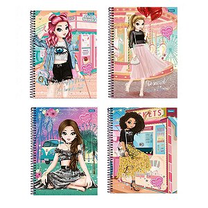 Caderno APS Amigas Adesivo 10 Matérias 200 Folhas Espiral Foroni