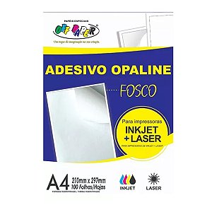 Papel Adesivo Opaline Fosco A4 100 Folhas Off Paper Cor Branca