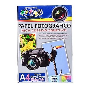 Papel Fotográfico Adesivo A4 135g 20 Folhas Á Prova D´agua Off Paper