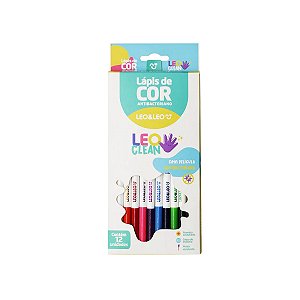Lápis de Cor 12 Cores Película antibacteriana Clean Leo & Leo