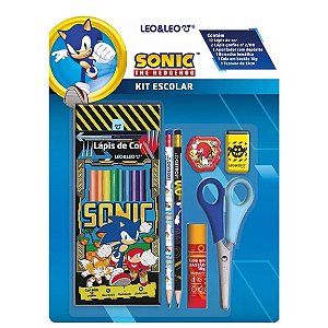 Kit Escolar Infantil C/ 7 Peças Sonic The Hedgehog - Leo&leo