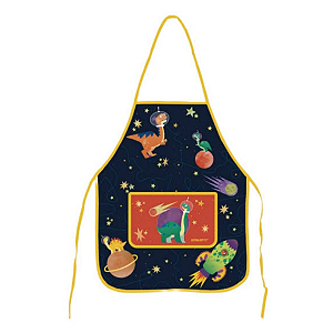 Avental Infantil C/ Bolso Dino Space Impermeável Leo&Leo
