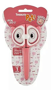 Tesoura Escolar Infantil Pets Com Capa Protetora Leo&Leo