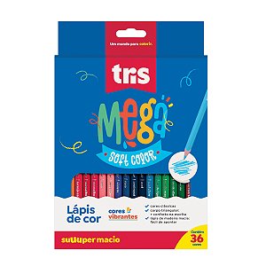 Lápis de Cor Mega Soft Color Tris Caixa 36 Cores Super Macio