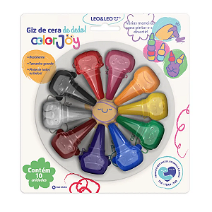 Giz de Cera de Dedo Color Joy Leo&Leo 10 Unidades