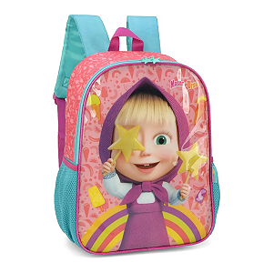 Mochila de Costa Escolar Masha e o Urso Infantil Feminina