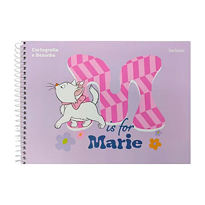 Caderno Cartografia Desenho Gatinha Marie StarSchool Espiral 80 Folhas Jandaia