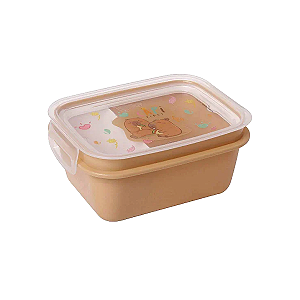 Lancheira Escolar Capivara Vibes 630ml Plasútil Marmita Infantil com Divisória