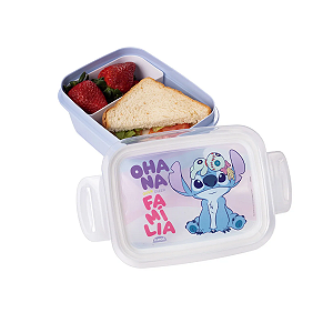 Marmita Infantil Escolar Lilo & Stitch Disney 850ml Plasútil com Divisória
