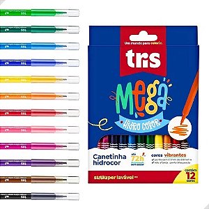 Canetinha Hidrocor Mega Hidro Color C/ 12 Cores Tris