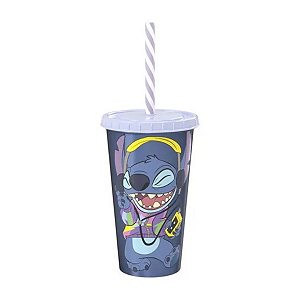 Copo C/ Canudo Stitch Disney 500ml Plasútil
