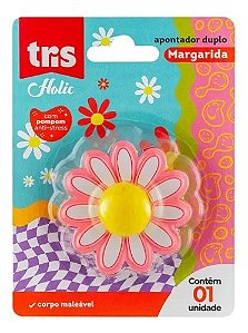 Apontador S/ Deposito Duplo Margarida Holic C/ Pompom Anti Stress Tris