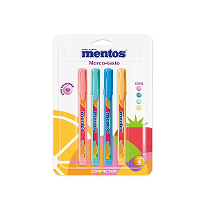 Marca Texto Bala Mentos Kit 4 Unid. C/ Cheirinho Compactor