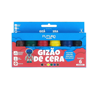 Meu 1º Primeiro Giz De Cera Gizão Jumbo 6 Cores Futuro Escolar