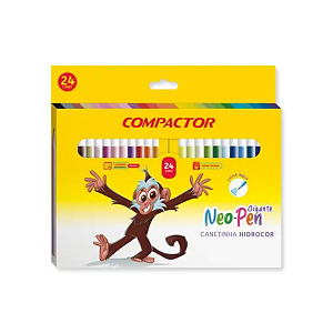 Canetinha Hidrocor Neo Pen Gigante C/ 24 Cores Compactor