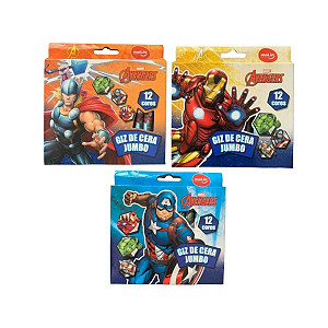 Giz de Cera Jumbo 12 Cores Marvel Avengers MoLin