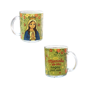 Caneca Decorada Mãezinha do Céu Linha Religiosa Lanty