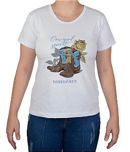 Baby Look Feminina Country Boibrand's Botas - Branco