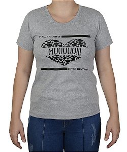 Baby Look Feminina Country Boibrand's Muuu - Cinza Mescla