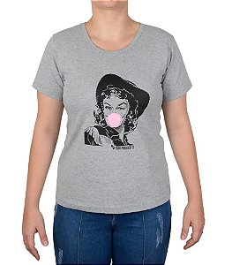 Baby Look Feminina Country Boibrand's Vaqueira - Cinza Mescla