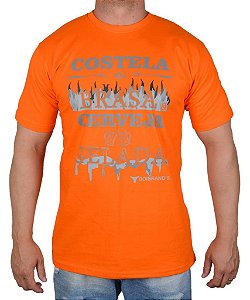 Camiseta Masculina Country Boibrand's Costela e Gelada - Laranja