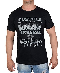 Camiseta Masculina Country Boibrand's Costela e Gelada - Preto