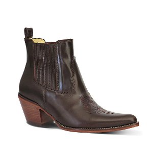 Botina Feminina Couro Mustang Cafe - Silverado Botas
