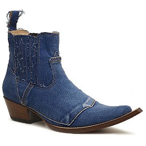 Botina Masculina Cano Curto Jeans Escuro - Silverado Botas