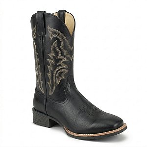 Bota Texana Country Masculino Couro Floater Preto - Silverado Botas