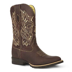 Bota Texana Country Masculino Couro Cafe - Silverado Botas