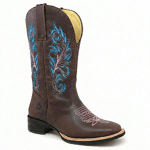 Bota Texana Country Feminino Couro Chocolate - Silverado Botas