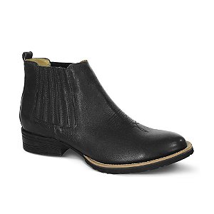 Botina Texana Masculina Cano Curto Couro Preto - Silverado Botas