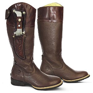 Bota Hipica Masculina com faca Acoplada Chocolate - Silverado Botas