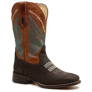 Bota Texana Masculino Bico Quadrado Couro Crazy Horse - Silverado Botas