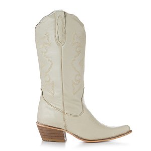Bota Texana Feminina Couro Plume Offwhithe - Silverado Botas