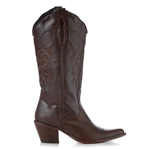 Bota Texana Feminina Couro Dallas Cafe - Silverado Botas
