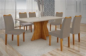 Conjunto Mesa de Jantar 3D Moveis Roma Florida com 06 Cadeiras 1.80 x 0.90  Retangular - R$ 6.151,68 - Madeira Fina