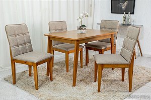 Conjunto Mesa de Jantar 3D Moveis Roma Florida com 06 Cadeiras 1.80 x 0.90  Retangular - R$ 6.151,68 - Madeira Fina