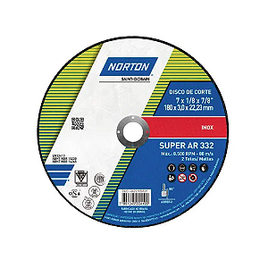 Disco corte 7" x 1/8" x 7/8" inox AR332 super - NORTON