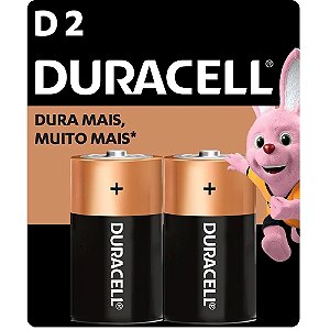 Pilha Alcalina Grande Tamanho D - Pacote com 2 Unidades- DURACELL