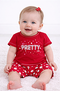 Conjunto Bebê Menina Vermelho Elian
